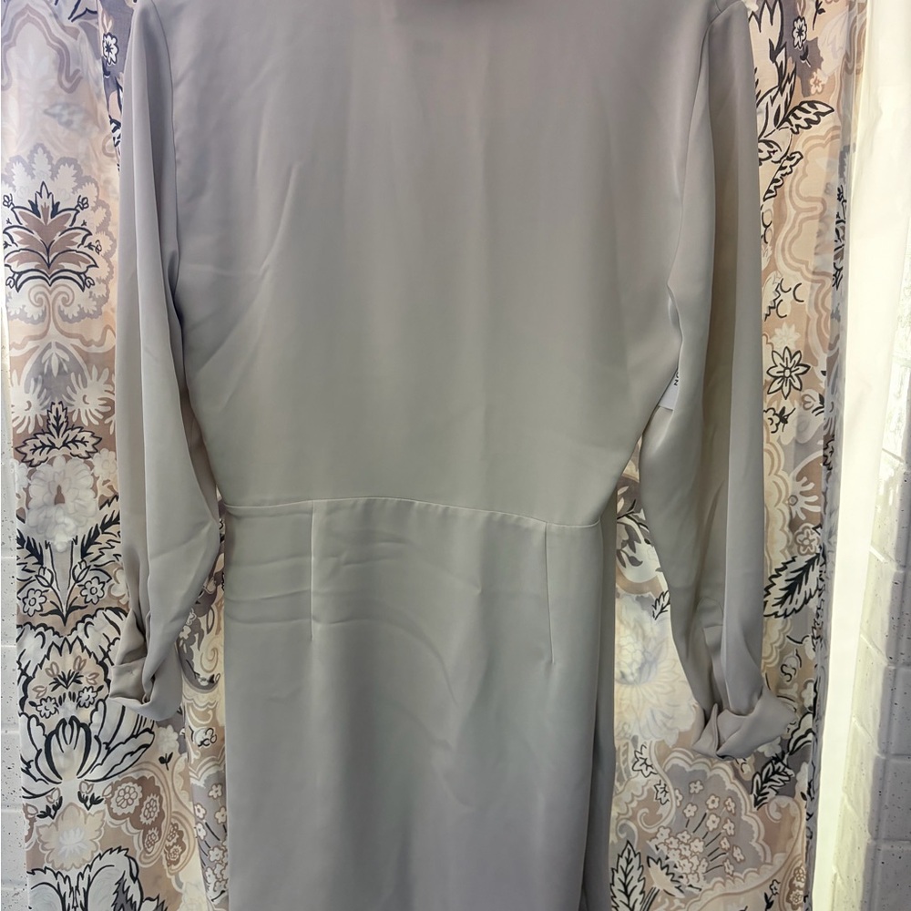 Aritzia babaton larchmont Light Gray Wrap Dress - Picture 2 of 5